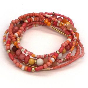 Bracelet Seven Strands Coral.  OS.
